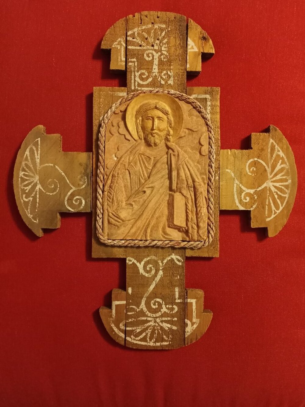Rustic wooden cross wall hang